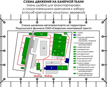 Схема движения (3х1,5 метра, банер) - Схемы движения автотранспорта - Магазин охраны труда ohranatruda-shop.ru